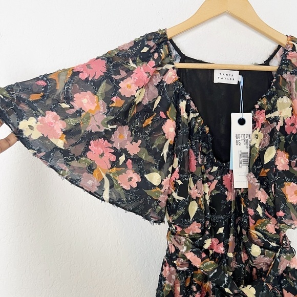 Tanya Taylor Mara Floral Print Flutter Sleeve Mini Dress - Picture 6 of 9